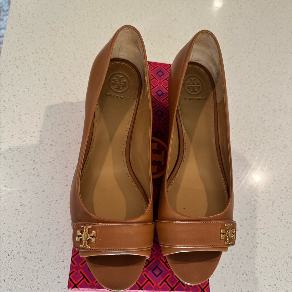 Tory Burch Brown Peep-Toe Heels
